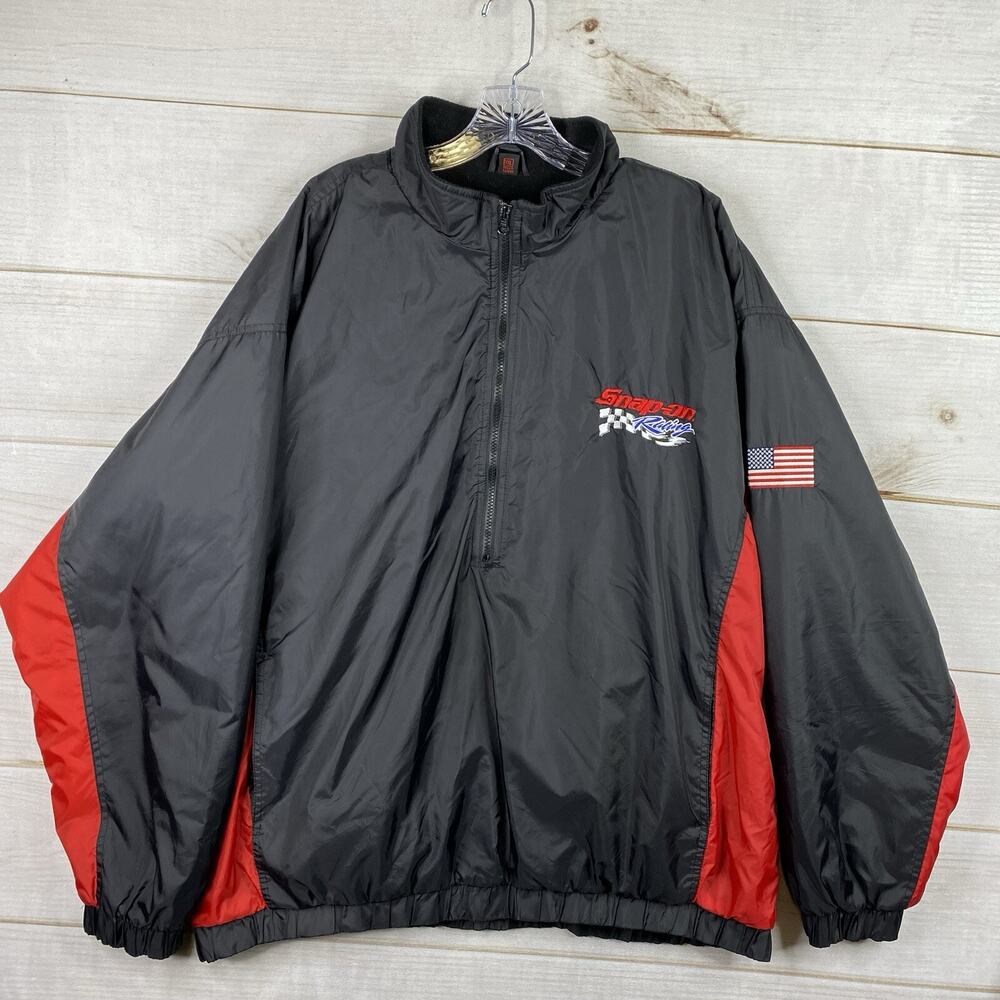 Snap-On Tools Racing Jacket Mens 2XL 1/2 Zip Pullover Cafe Racer Bomber Black